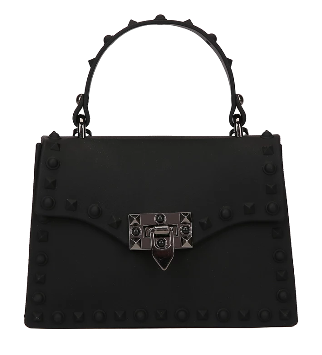 handtas zwart pvc rubber look