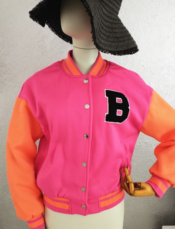 Doe herleven doorboren toevoegen aan Baseball Jacket / Cropped Jacket Roze / Oranje (kort model) - JasjeTasje
