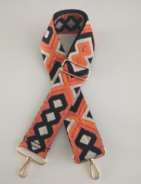 tas riem inca print oranje zwart