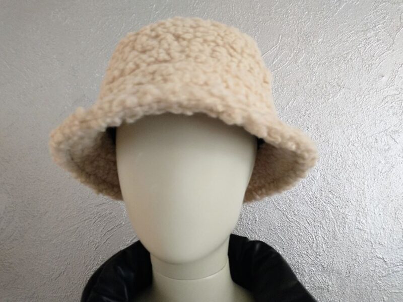 Buckethat teddy stof offwhite beige