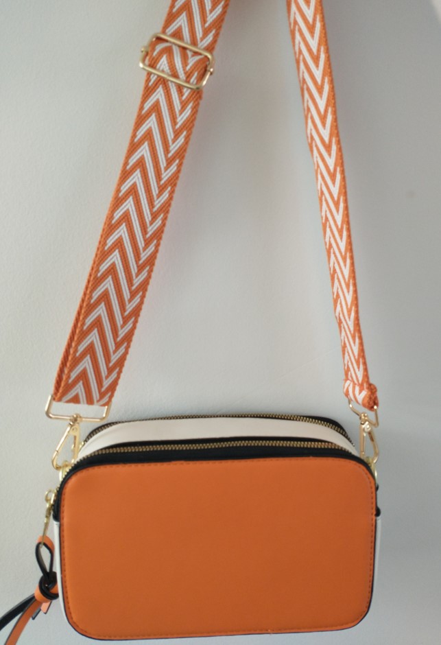 Crossbody Handtas Oranje Wit Brede Band