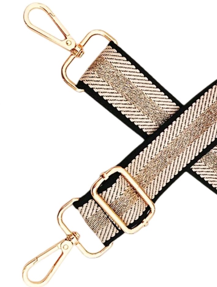 verstelbare tas riem goud zwart met gouden sluiting