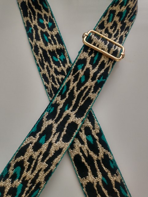verstelbare tas riem leopard groen goud