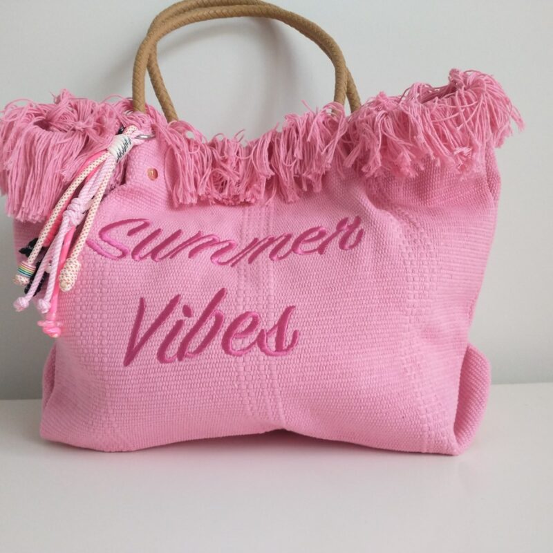 strandtas bohemian summer vibes roze