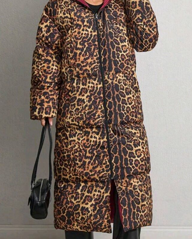 Lange Gewatteerde Puffer Coat Puffer Jacket Print