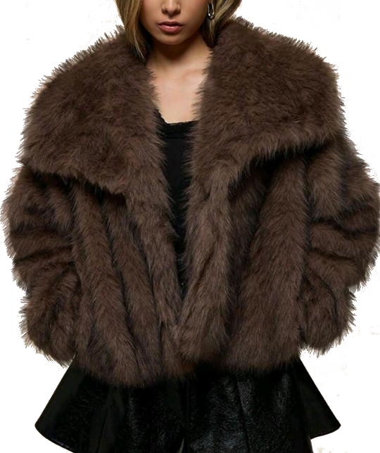 Imitatie bontjas faux fur bruin chocoladebruin met steekzakken