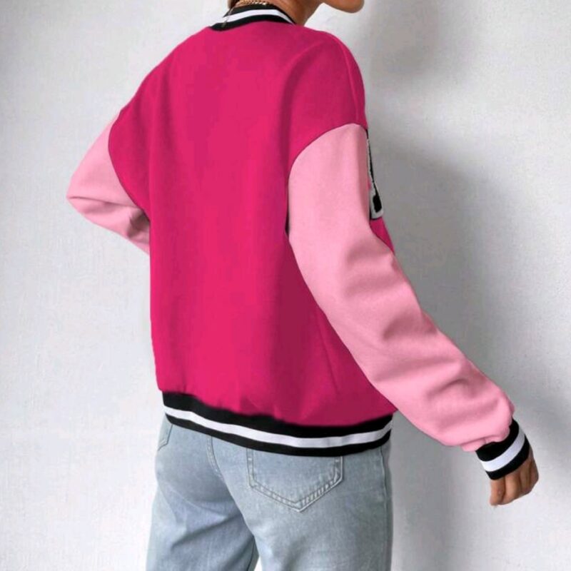 baseball jacket cropped fuchsia achterzijde