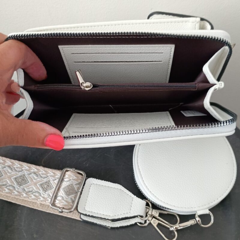 Telefoontasje Phonebag Wit rits zilver
