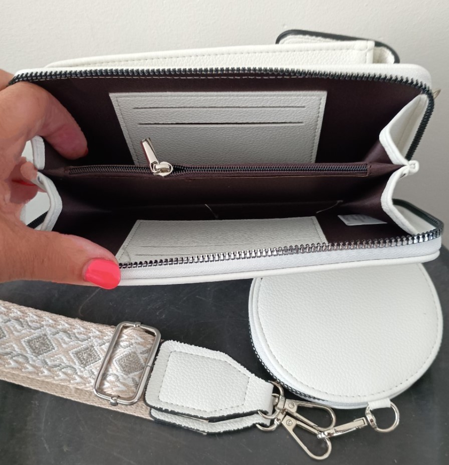 Telefoontasje Phonebag Wit rits zilver