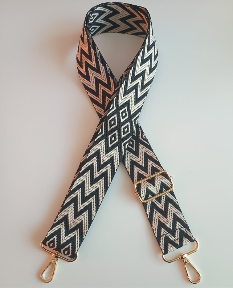 verstelbare tas riem bohemian zwart beige