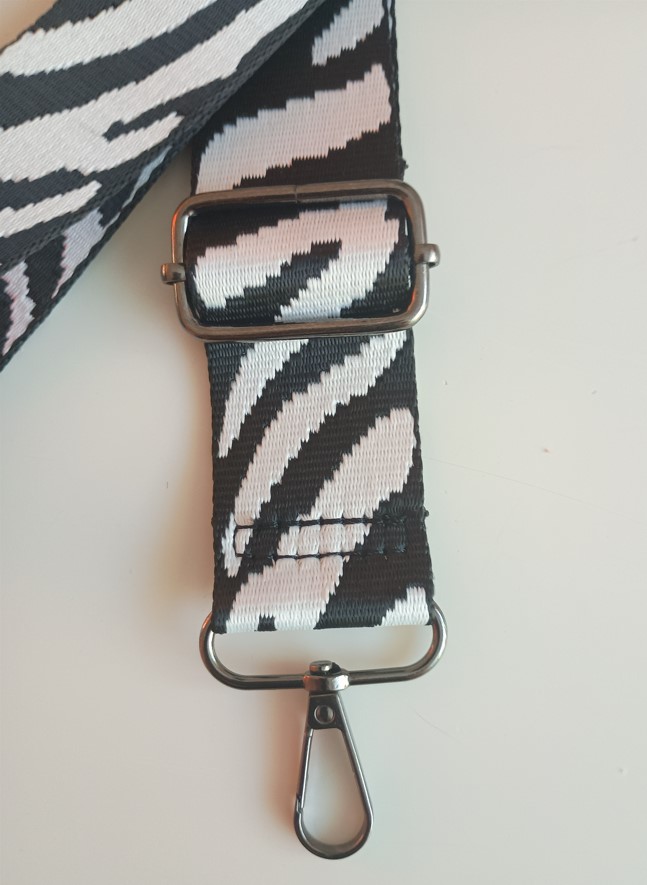 verstelbare tas riem zebra zwart wit sluiting zwart