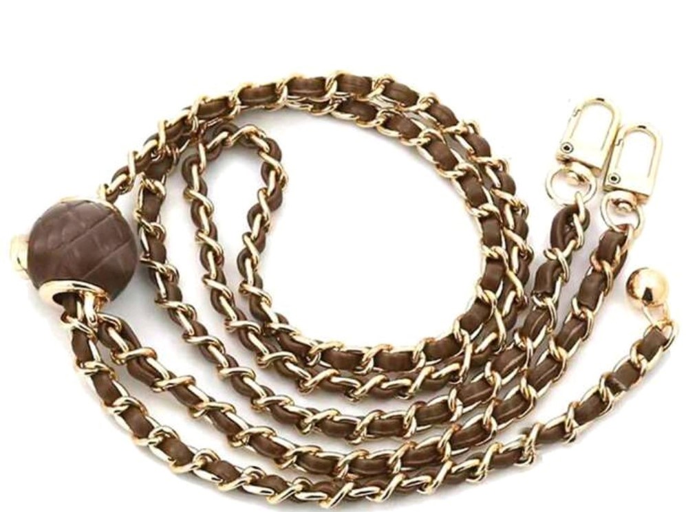 Verstelbare tasketting bruin goud