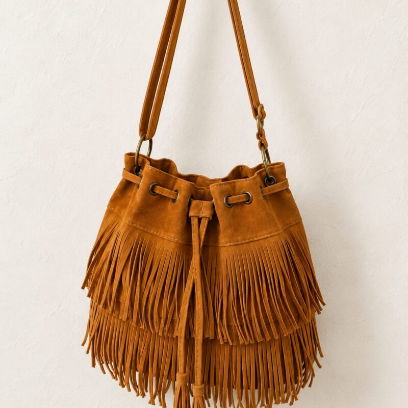 Schoudertas Crossbody tas Suede cognac bruin