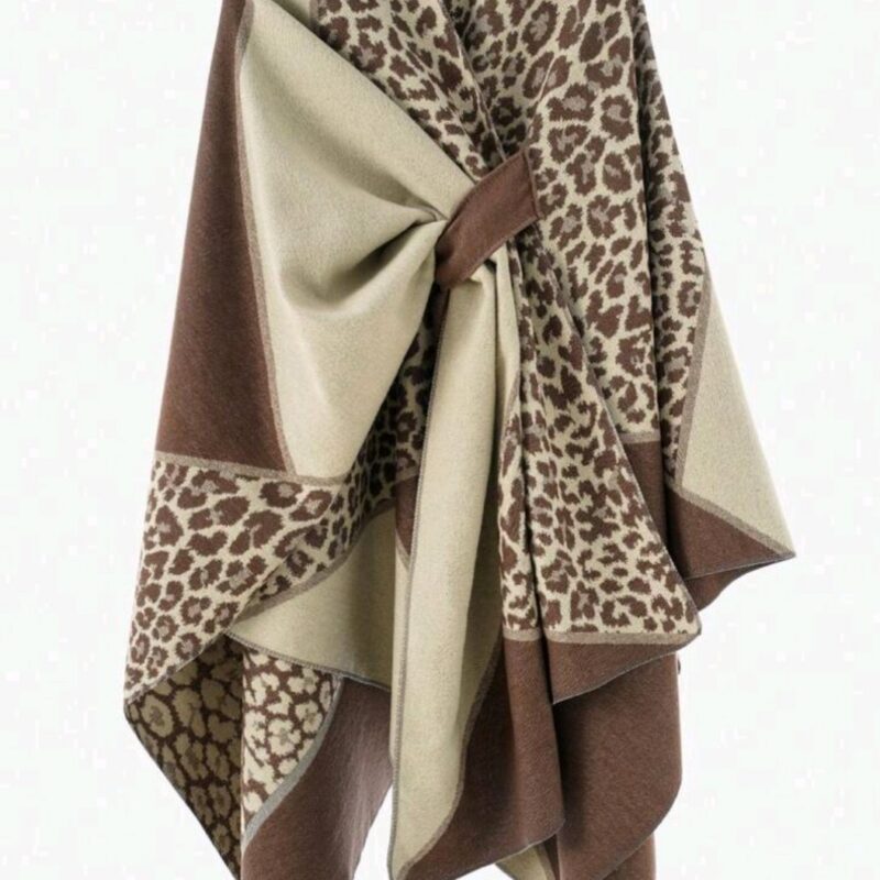 Poncho cape omslagdoek bruin