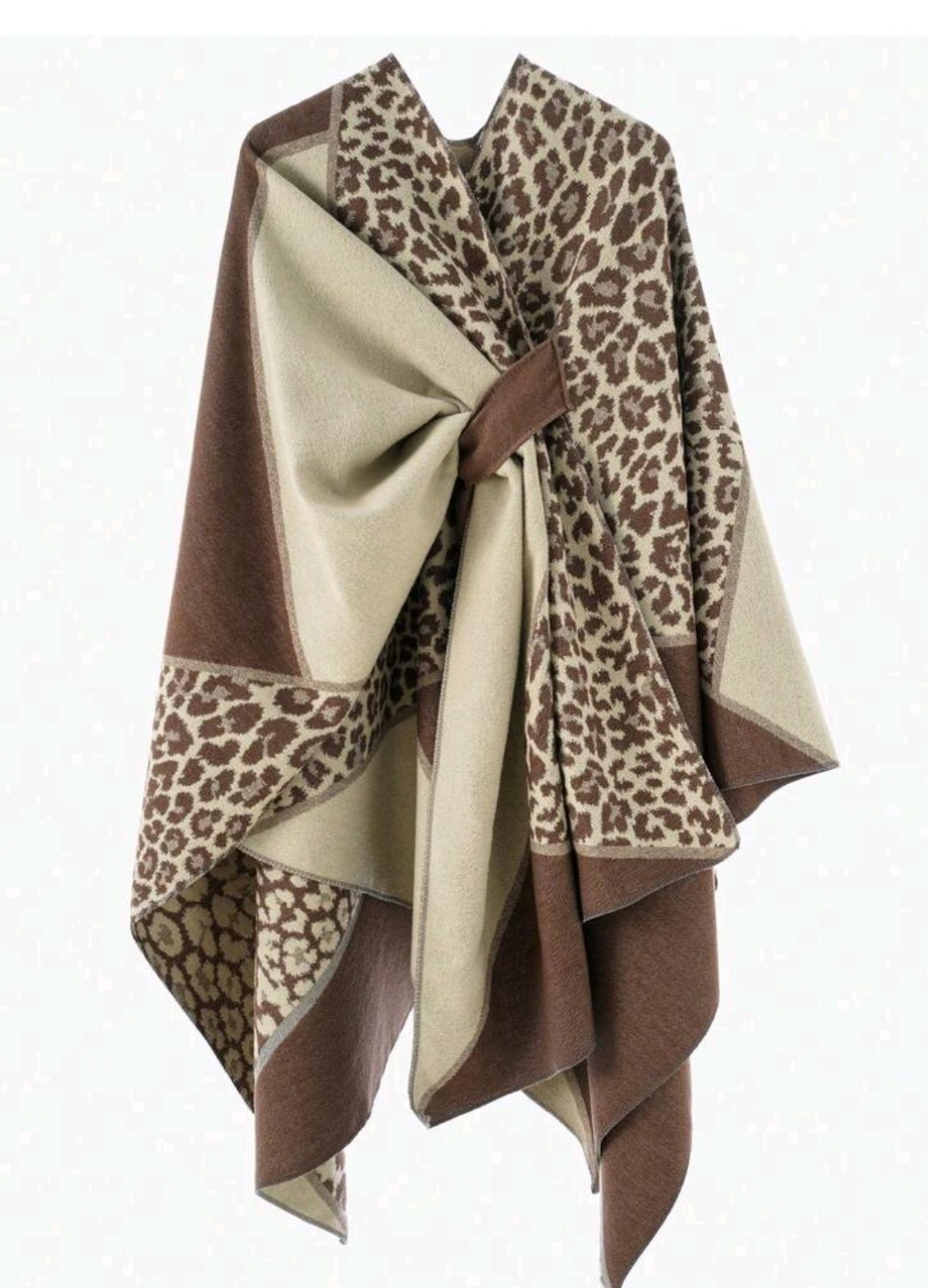Poncho cape omslagdoek bruin